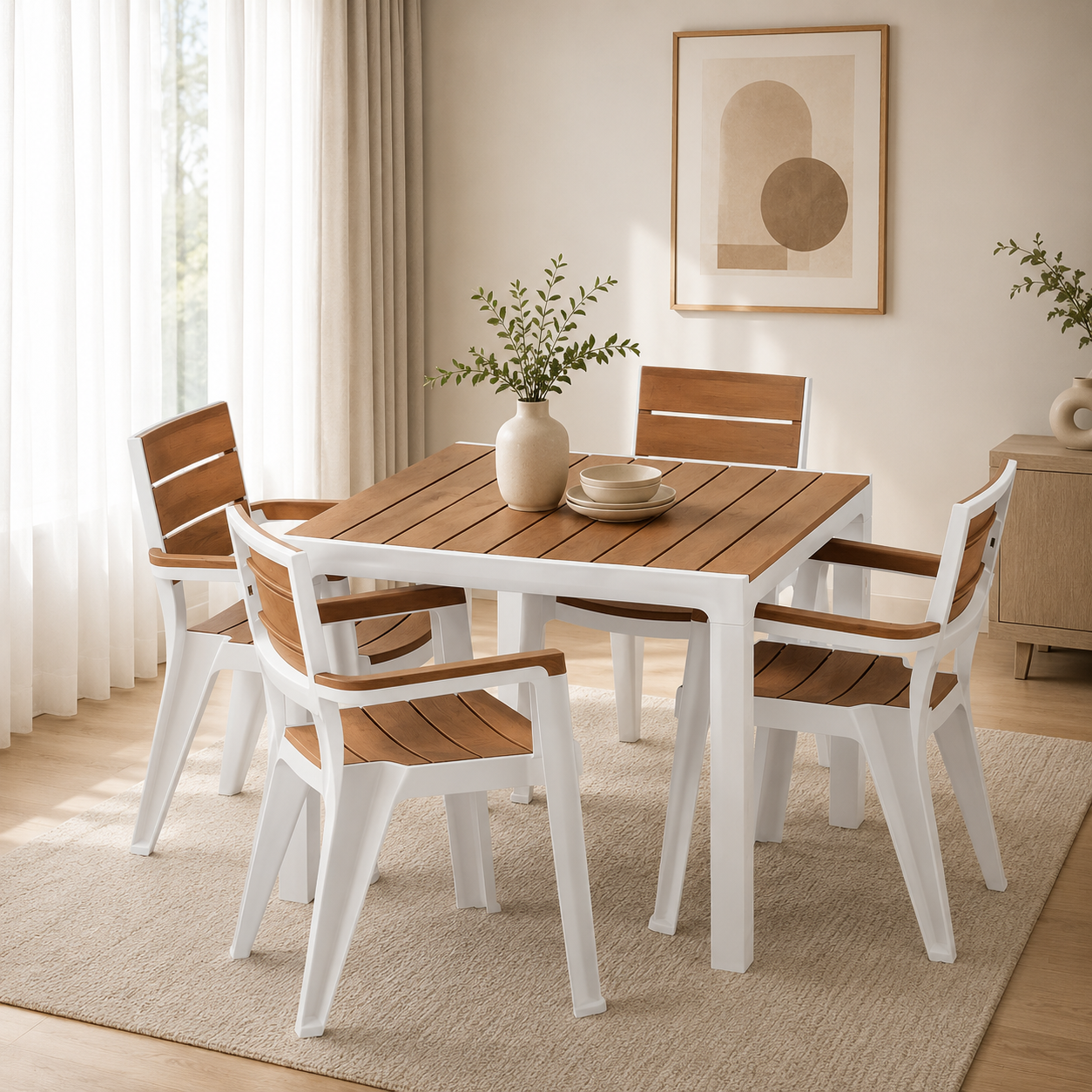 Comedor 4 Puestos con brazos caramelo