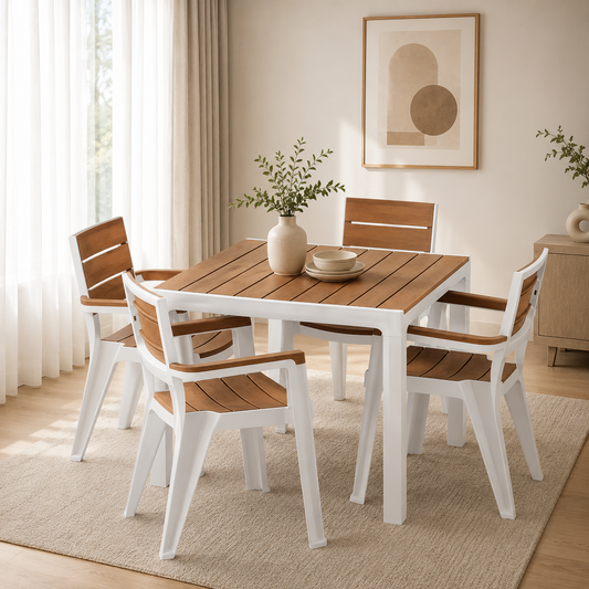 Comedor 4 Puestos con brazos caramelo