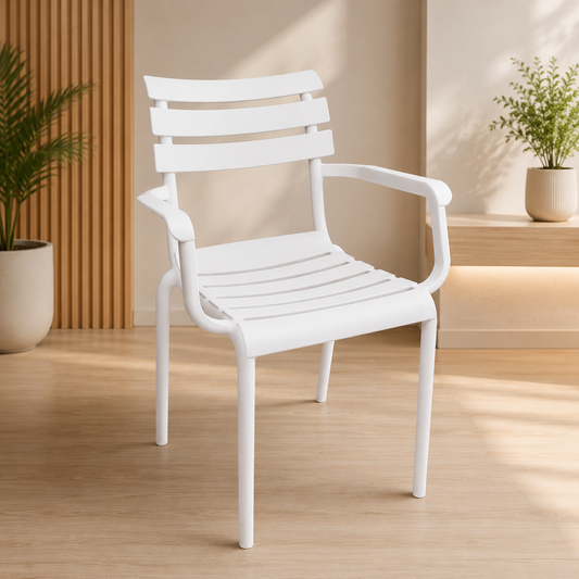 Silla venecia con brazos blanco