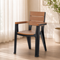 Silla madeira con brazos tabaco