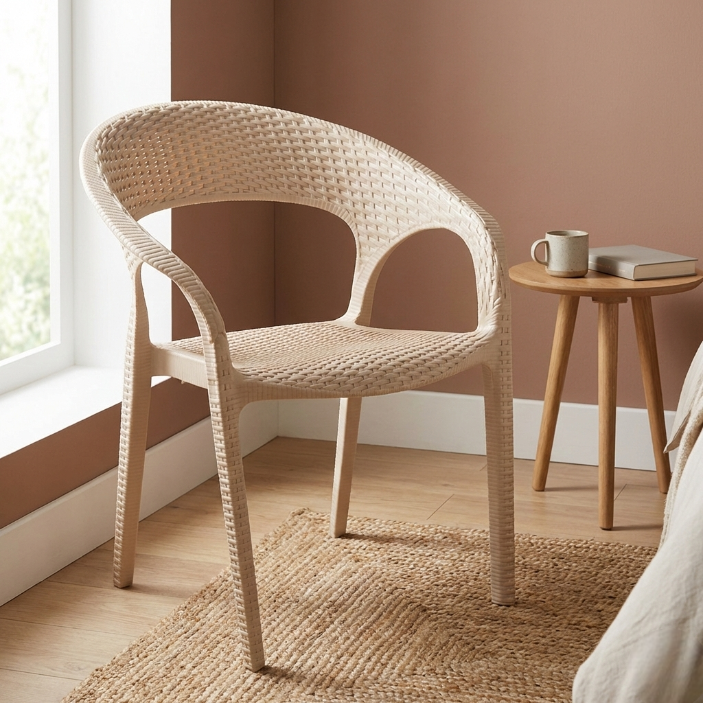 Silla ratan curve beige