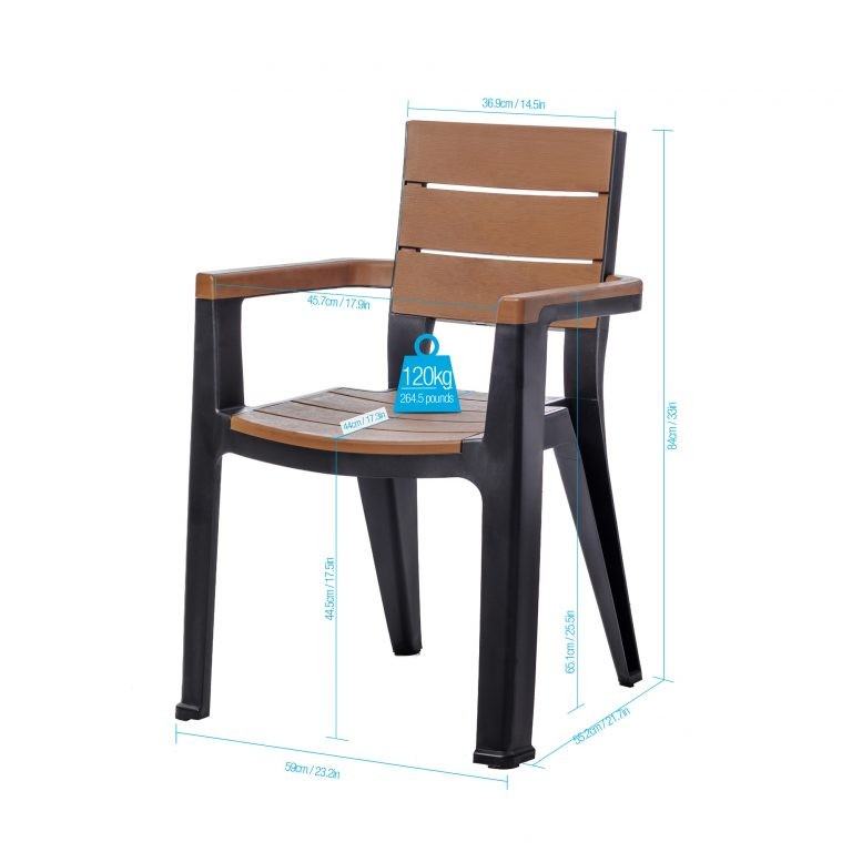 Silla madeira con brazos tabaco